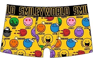 Smiley World Multico Unterhose Boxershort Pant Underwear Herren, Jungen, Kinder modisch witzig frech gelb mit vielen Smileys 95% Baumwolle AI24775