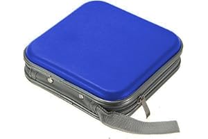 BODYPLUS CD DVD Case, 40 Discs Capacity Portable Travel CD Case Storage Album Bag Plastic Bag Case - Double Side DVD DJ Disc Organizer with Hand Strap Protective Zipper Storage Wallet Hand Bag (Blue)