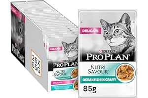 PURINA PRO PLAN | Delicate Nutrisavour | Tendres Morceaux En Sauce au Poisson de l'Océan | Chat | Sachets Fraîcheur de 85g | Lot de 26