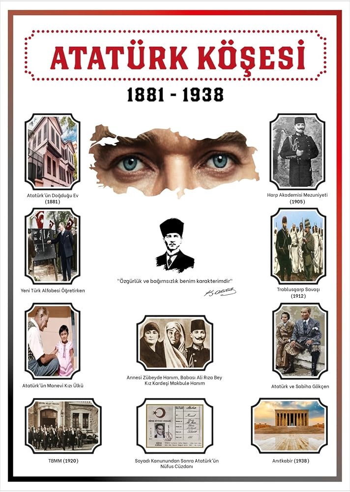 Atatürk Köşesi 50x70 Premium Branda Baskı, Okul branda