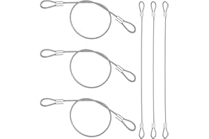 LARREL Lot de 6 câbles en acier avec double boucles, chaîne de verrouillage de sécurité portable pour portails extérieurs, éclairage de scène, serrure de bagages, câble métallique de 2 mm d'épaisseur, 30 cm