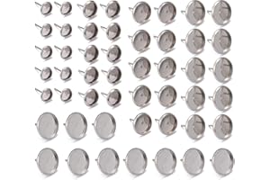 Craftdady 50 orecchini a perno in acciaio inox, a forma di cabochon, per creare gioielli da 6 mm/8 mm/10 mm/12 mm/14 mm