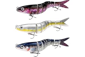 Ghazpmuk 3 Stück Angelköder, Kunstköder Wobbler, Mehrgelenkige Barsch Hecht Köder Set, Angelgeschenke für Süßwasser Salzwasser Forelle