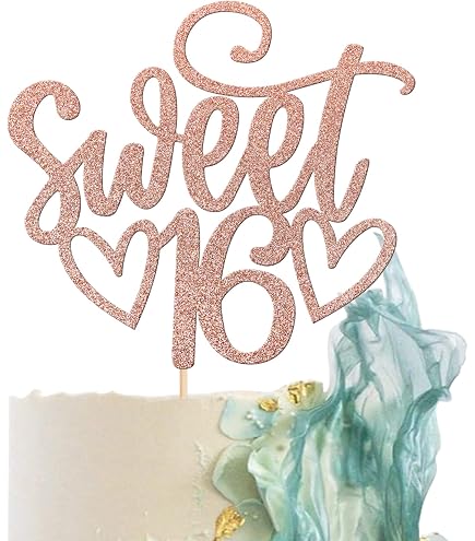 Goldene Torten-Deko Zahl 16 – Mit Glitzer & Strass Für Geburtstag, Hochzeit Oder Sweet 16 Party