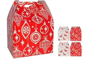 ACAN Tradineur - Pack de 4 cajas de cartón para Lote de Navidad, Cesta Plegable con asa, Guardar Regalos, Botellas Vino, Resistente, 40 x 32 x 30 cm, diseño Aleatorio