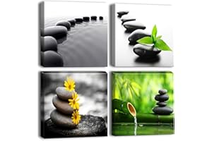 Artscope Stampe e Quadri su Tela 4 pz. Pietra in Stile Giapponese Immagine Fotografia Murale Tela Wall Art Bel Regalo per Home Decor Ristorante Cucina Regalo di Anniversario Compleanno 30x30CM