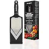 Microplane V bı&ccedil;aklı ayarlanabilir sebze rendesi, paslanmaz &ccedil;elik bı&ccedil;aklı, parmak koruması dahil