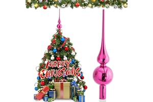 Hukermoon Weihnachtsbaumspitze Glas Matt, 26 cm Christbaumspitze, Weihnachtsbaum Stern Spitze, Christbaumschmuck Spitze, Christmas Tree Topper, Weihnachtsdeko Baumspitze, Tannenbaumspitze (Rosa)