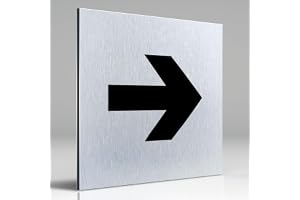 Dörrskylt 24 aluminium Dibond skylt – dörrskylt • 120 x 120 x 3 mm • Riktningspil • 100 % tillverkad i Tyskland