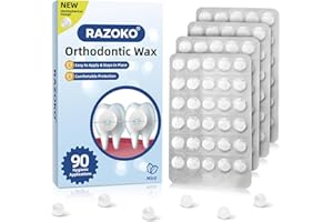 RAZOKO Orthodontic Wax for Braces Wax Dots Individual Hygienic Packaging Dental Wax (White-Mint, 90 Count (Pack of 1))