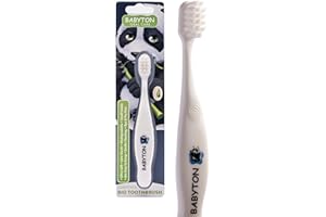 Babyton Bio Toothbrush - Eco-Friendly, Soft Bristles for Babies, Ergonomic Handle, Biodegradable Corn Cob Material (Panda)