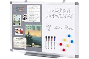 ‎S SWANCROWN Swansea Whiteboard Magnettafel und Pinnwand Filz mit Aluminiumrahmen für Wohnung, Büro, Küche und Schule, 60X45cm