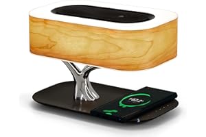 ‎MASDIO Stołowa lampka nocna Masdio Light of Tree Pro z szybką ładowarką bezprzewodową 10 W i głośnikiem Bluetooth, lampa dotykowa do sypialni