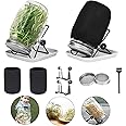 Goreem Sprouting Kit, 2 Pieces Seed Sprouting Jar Kit,2 Wide Mouth Quart Mason Jars with 304 Stainless Steel Screen Sprout Lids,86mm Caliber with Tray,Stand,Shading Bag and Brush,for Bean Sprouts