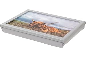 Maturi Bandeja para Regazo con Cojín, Diseño de Vaca de Las Tierras Altas, Multicolor, 33 x 44 x 8 cm