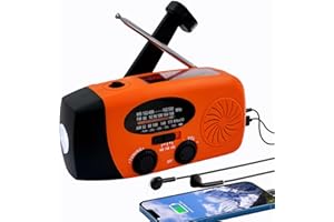 OGOWAWER 5000mAh Wind Up Solar Radio, Emergency Crank Weather Radio, Solar Radio with Torch, NOAA/FM/AM Solar Radios, Portable Survival Radio with SOS, USB Mobile Phone Charger for Camping Outdoor(Orange)