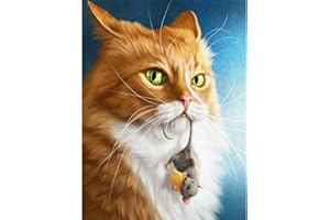 CUKOL CUKOL Cukol Kit Punto Croce, Punto Croce Kit da Ricamare, Disegni Kit Quadro Quadri Punto Croce Prestampato Completo Stampati Prestampati Schemi per Principianti Bambini Set Ricamo Ricami Gatto