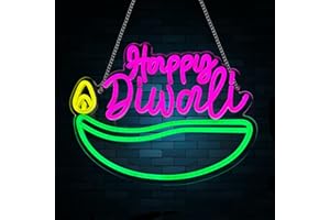 Beanumerous Happy Diwali Neon Sign Lights USB Powered, Diwali Decorations for House, Wall Backdrop Hanging Room Decor Festival Gifts