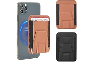 ELUTENG 2 sztuki etui na karty do telefonu iPhone, regulowany stojak, możliwość naklejenia na karty kredytowe, portfel ze skóry wegańskiej do iPhone 16, 15, 14, 13 Pro/Pro Max/Plus, czarny i brązowy