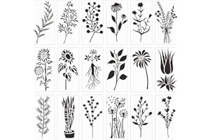 FDKJOK 18Pcs Drawing Painting Stencils Set, Painting Stencil for Crafts Reusable Painting Template Stencils, Drawing Stencils for DIY Art Crafts Scrapbook Notebook Window Wall Decor(B Patterns)