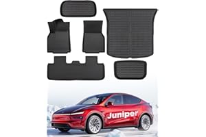 TAPTES Juniper Floor Mats 2025 2026 All Weather Car Full Set Floor Liner, Boot Liner, Boot Liner, Trunk Liner, Trunk for Tesla Model Y, Rubber Carpet Interior Accessories, 5 Seater, 6