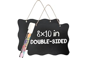 NANXJIUR 2 Pcs Chalkboard Tags with String, Mini Chalkboard Signs, 8 x10 Inch Hanging Chalkboard Labels, Wooden Blackboard Signs Mini Erasable Chalkboards, Double Sided Blackboard Price Tags
