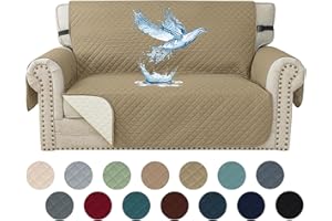YSTELLAA Trapuntato Copridivano 2 Posti Con Braccioli, Impermeabile Copridivano, Universale Mobili Protector, Antiscivolo, Antimacchia, Per Soggiorno, Cachi