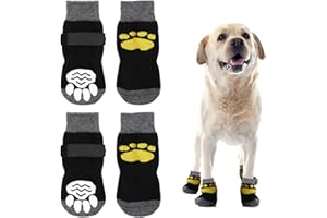 ALLY-MAGIC Anti Slip Dog Socks, 2 Pairs Pet Paw Protector Dog Boots with Adjustable Strap Dog Grip Socks Traction Control for Puppy Dog Indoor Outdoor Hardwood Floor Walking Y7HHGW