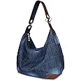 Denim Handbags for Women Jean Purse with Multiple Pockets Denim Blue Pocketbooks Tote Hobos Crossbody Bags