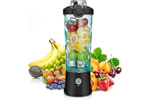 RAINPAL Przenośny blender do smoothie Maker to Go, 600 ml, Fresh Juice Mixer, butelka z 6 ostrzami i możliwością ponownego ładowania typu C, przenośny blender z foremką do lodu do podróży, uprawiania sportu,