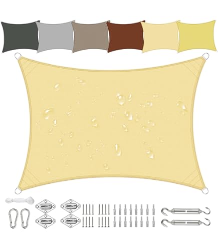 Schaduwdoek Rechthoekig 130 x 260 cm Waterdicht, Zonwerend Weerbestendig en Uv-Bescherming Zonnezeil Zonweringsdoek Outdoor Zonnescherm Voor Tuin, Balkon, Terras, Camping, Wit