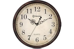 Geevon Tyst vintage väggklocka, batteridriven dekorativ analog kvarts väggklocka för sovrum, vardagsrum, kök, kontor (retro m