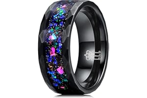 Three Keys Jewelry 4mm 8mm Men Women Black Wedding Bands Tungsten Galaxy Blue Stone Carbide Ring Unique for Him
