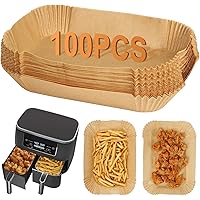 BYKITCHEN 100pcs Air Fryer Liners for Ninja Dual, Air Fryer AF300UK AF400UK Accessories, Disposable Parchment Paper Liner, Co