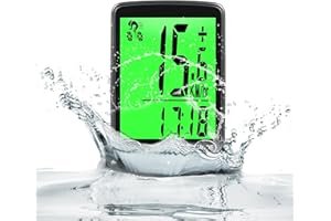 AMFUN Fahrradcomputer, kabellos, 6,1 cm (2,4 Zoll) LCD-Bildschirm, automatische Hintergrundbeleuchtung, universelle 24 Funktionen, IPX6 wasserdicht, Fahrradtacho und Kilometerzähler, geeignet zum