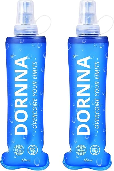DORNNA® – 2X1 Soft Flask, Botella de Hidratación BPA FREE para Running, Bolsa de Hidratación Deportiva, Botella de Agua Reutilizable Muy Resistente. (500ML - 2 UDS) - 1