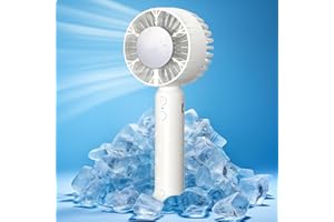 WHOLEV Ventilador de mano, modo de enfriamiento de hielo con 3 velocidades de viento, recargable por USB, antideslizante y linterna, ventilador de mano que se mantiene fresco en cualquier lugar