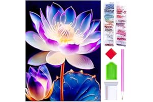 YWKJDDM DIY Diamond Painting Bilder Kits Erwachsene, 5D Mosaikherstellung Cross Stickerei Malerei Set für Wohnzimmer Büro Wand Und Eingang Dekoration 30 x 40 cm Blauer Lotus