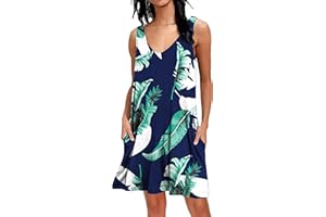 AUSELILY T-Shirt Casual Estiva da Donna Abiti da Spiaggia Copricostume Abito a Tinta Unita a Pieghe