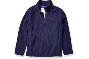 Amazon Essentials Jungen Pulloverjacke aus Polarfleece mit Viertelreißverschluss, Blau Heide, Size L(10)