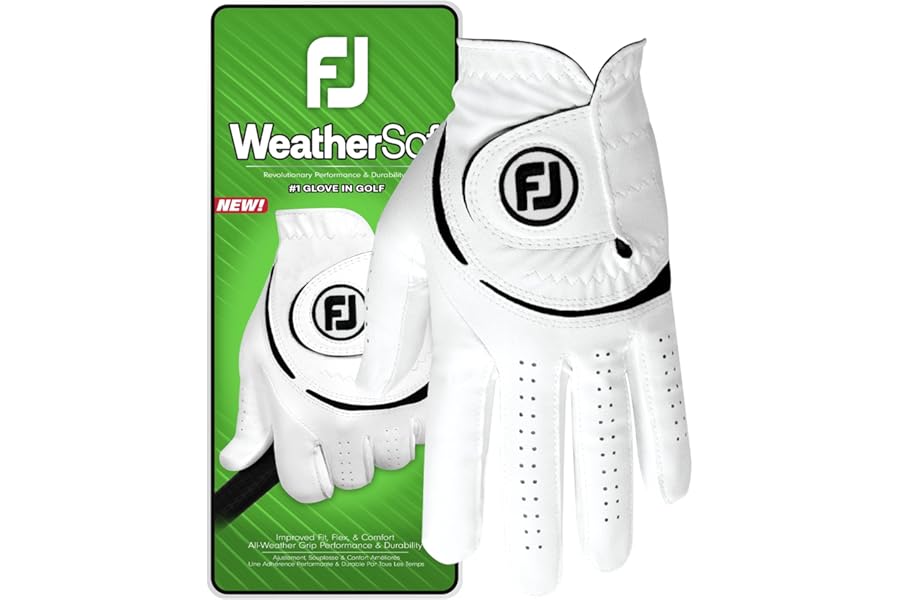FootJoy WeatherSof Men's Golf Glove, White/Black
