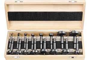 Forstnerbohrer Set 16tlg für Holz - BAIDETS Forstner Bohrer Satz, Holzbohrer Set Ø6-54mm, Forstner Bits mit Rundschaft, Bohraufsätze, Zubehör Bohrmaschine, Mit Holzkasten