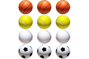 Xiuyer Balles de Tennis en Mousse, 12pcs Balles de Sport en Mousse Mini Football Basketball Baseball éponge Balle de Tennis Balles Hi-Bounce Balle pour Adultes Enfants