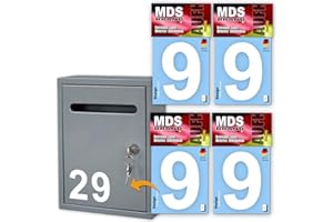 ‎MDS BRAND MDS Brand Design 10cm Zahlen Aufkleber | Selbstklebende Klebezahlen für Briefkasten, Mülltonne, Hausnummer Aufkleber für Außen & Innen Weiss (9)
