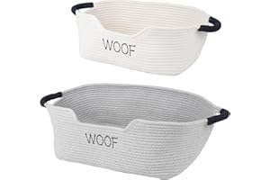Ctomche 2 Pack Dog Toy Organiser Boxes, Large Woven Storage Basket for Cat, Dog, Pet Toy, Leashes, Blankets