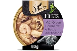 SHEBA® Filets Pollo, Gamberetti e Pesce: 32 vaschette da 60g