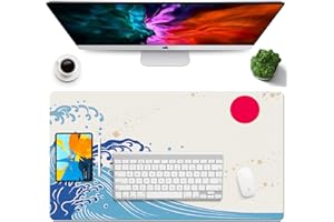 AiPsekocy Tappetino da Scrivania Double Face,Impermeabile PU Pelle Tappetino per Mouse 60x35cm per Ufficio e Casa-Onde e alba