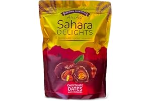 Abu Auf Sahara Delights Chocolate Covered Dates with Almonds, Premium Selection, 300g