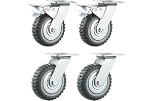 Nisorpa 4 Pcs 150mm Heavy Duty Castor Wheels,Industrial Castor Wheels Heavy Duty Trolley Wheel 360° Swivel Casters with Brakes Load Capacity 1000 KG