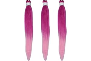 weWelle Extensiones Pelo 100% Kanekalon Ez Preestirado | Fucsia Claro/Rosa Claro - FR-1 | Pack 3 uds. 26’’ 66 cm 90 gr. | Cabello Sintético Trenzas Africanas Suave y Duradero.